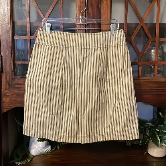 Mara Hoffman Striped Button Front Skirt Pockets Casual Everyday Career Size 12 - Picture 3 of 5